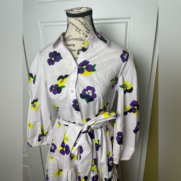 ♠️Kate Spade Pansy Toss Floral Printed Tie Waist Shirtdress NWT - Picture 6 of 12